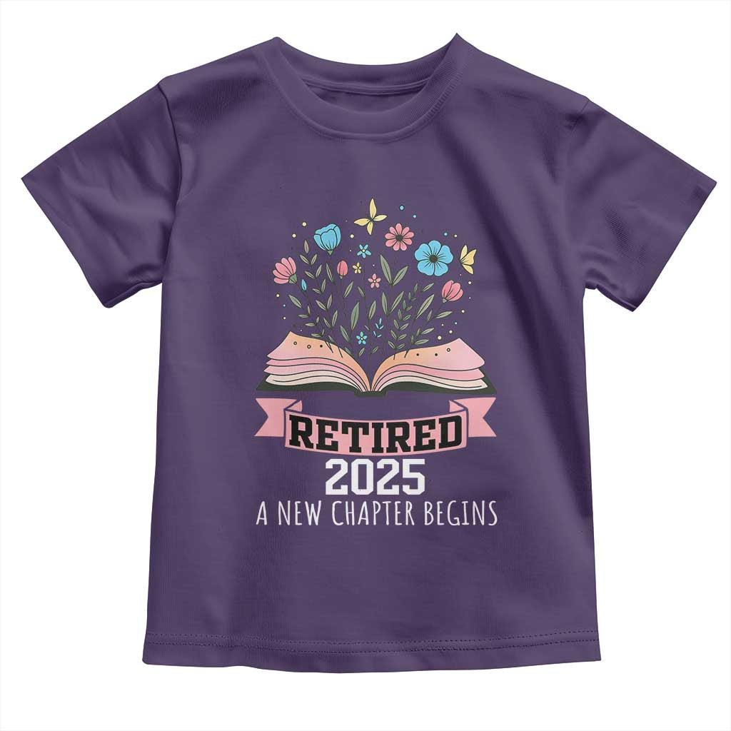 Women Retirement Life Toddler T Shirt Retired 2025 A New Chapter Begins Floral Book - Wonder Print Shop