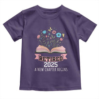 Women Retirement Life Toddler T Shirt Retired 2025 A New Chapter Begins Floral Book - Wonder Print Shop