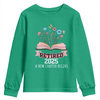 Women Retirement Life Youth Sweatshirt Retired 2025 A New Chapter Begins Floral Book - Wonder Print Shop