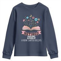 Women Retirement Life Youth Sweatshirt Retired 2025 A New Chapter Begins Floral Book - Wonder Print Shop