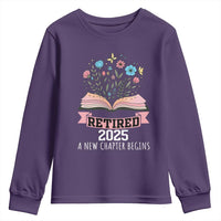 Women Retirement Life Youth Sweatshirt Retired 2025 A New Chapter Begins Floral Book - Wonder Print Shop