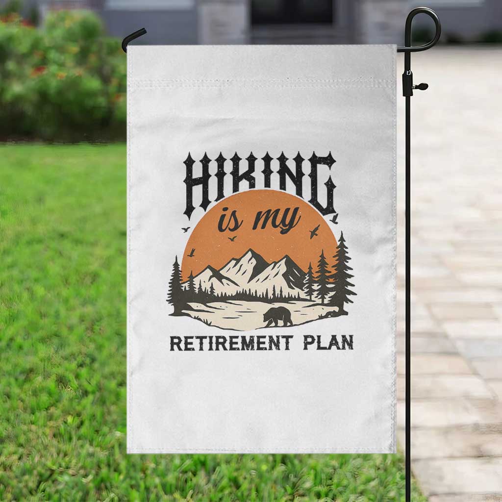 Hiking Is My Retirement Plan Garden Flag Outdoor Vintage Mountain Scene - Wonder Print Shop