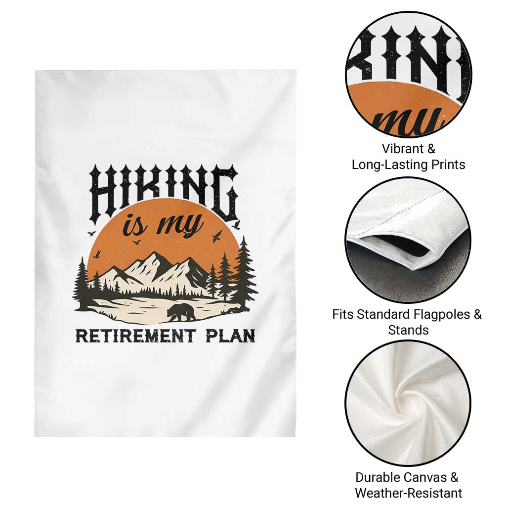 Hiking Is My Retirement Plan Garden Flag Outdoor Vintage Mountain Scene - Wonder Print Shop