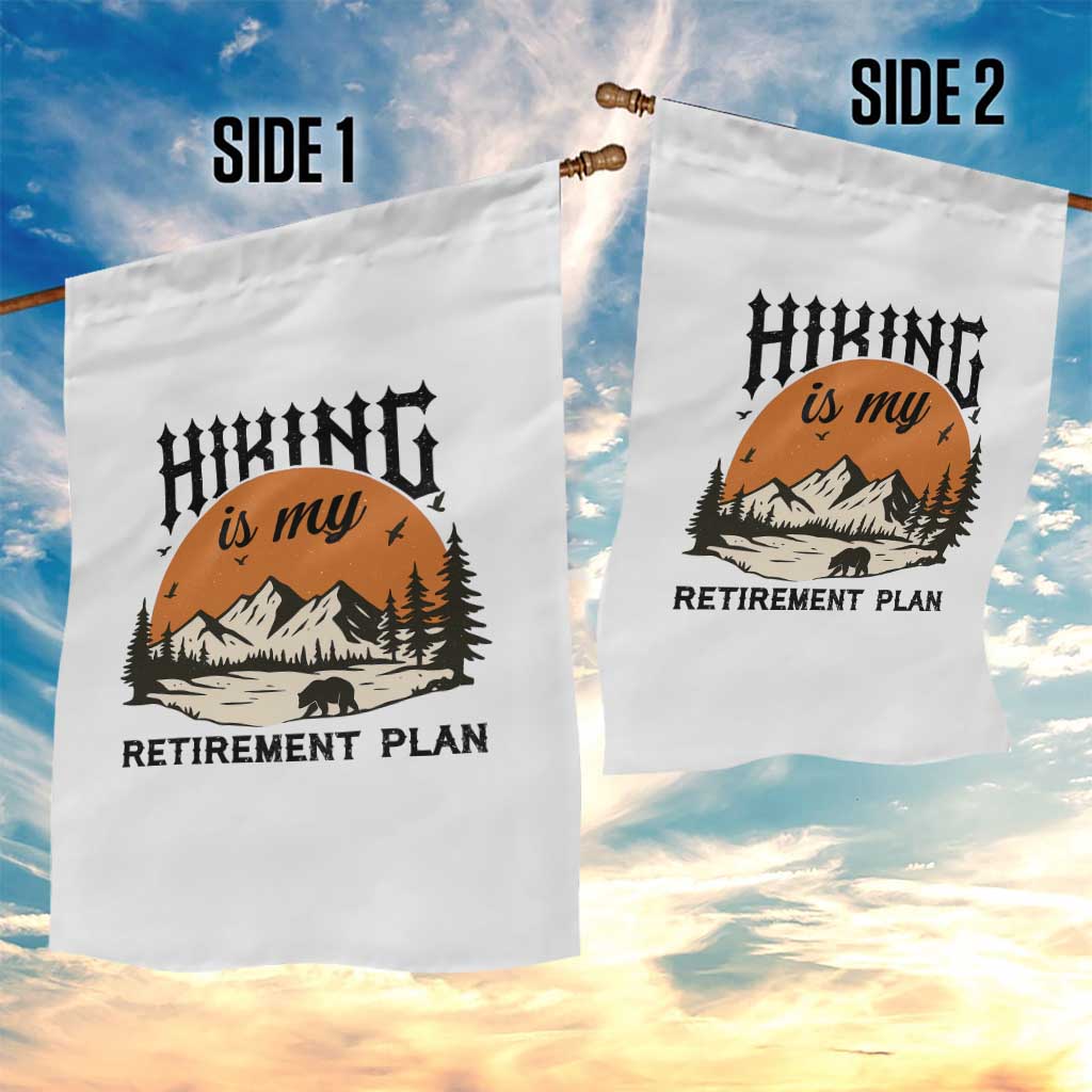 Hiking Is My Retirement Plan Garden Flag Outdoor Vintage Mountain Scene - Wonder Print Shop