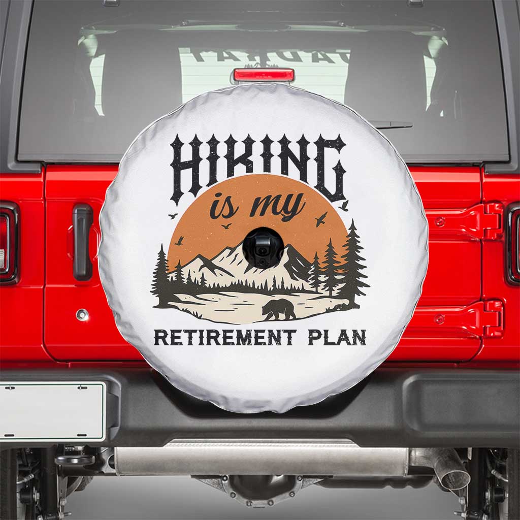 Hiking Is My Retirement Plan Spare Tire Cover Outdoor Vintage Mountain Scene - Wonder Print Shop