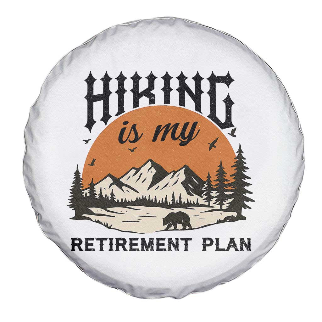 Hiking Is My Retirement Plan Spare Tire Cover Outdoor Vintage Mountain Scene - Wonder Print Shop