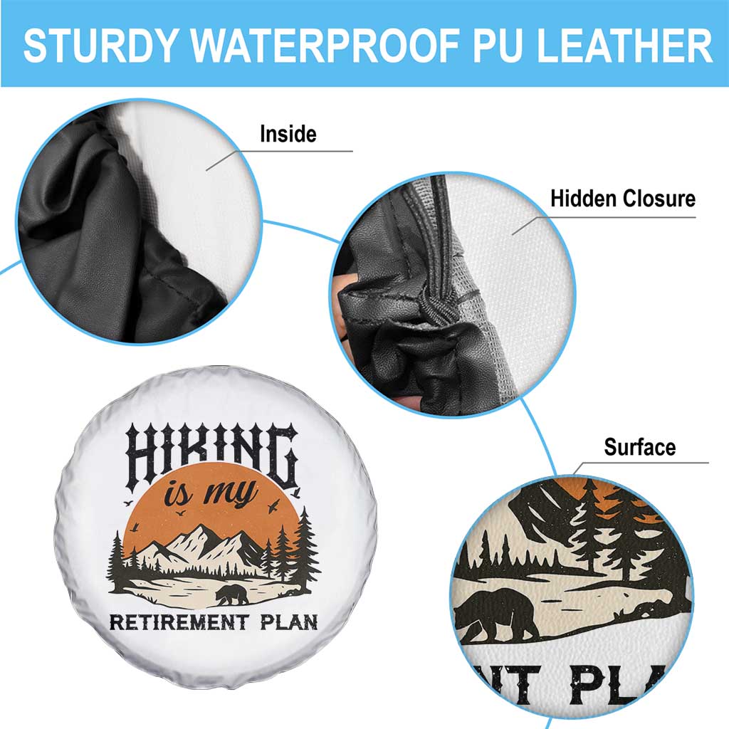 Hiking Is My Retirement Plan Spare Tire Cover Outdoor Vintage Mountain Scene - Wonder Print Shop