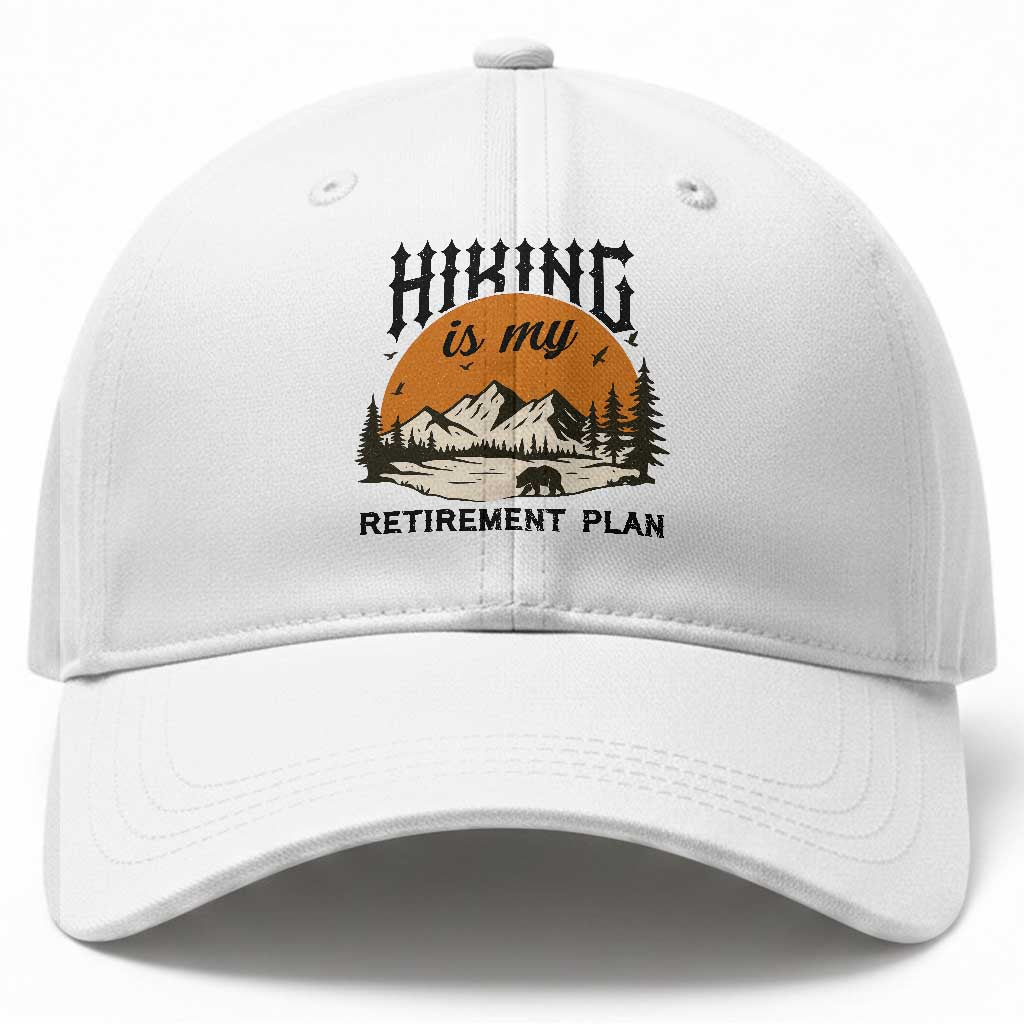 Hiking Is My Retirement Plan Baseball Cap Outdoor Vintage Mountain Scene