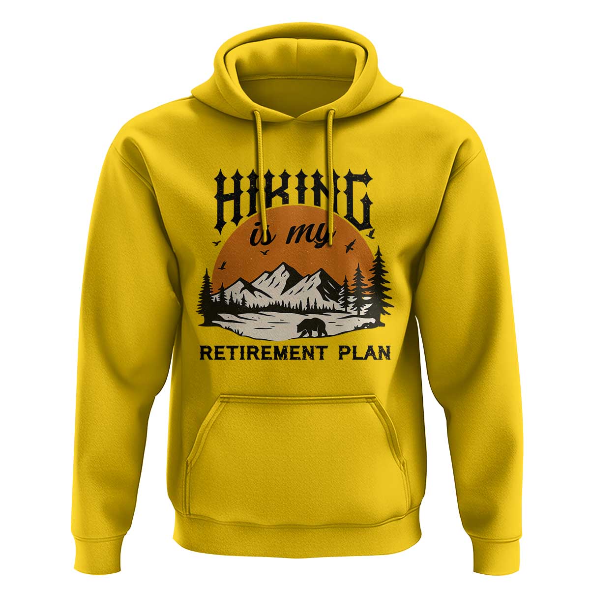 Hiking Is My Retirement Plan Hoodie Outdoor Vintage Mountain Scene - Wonder Print Shop