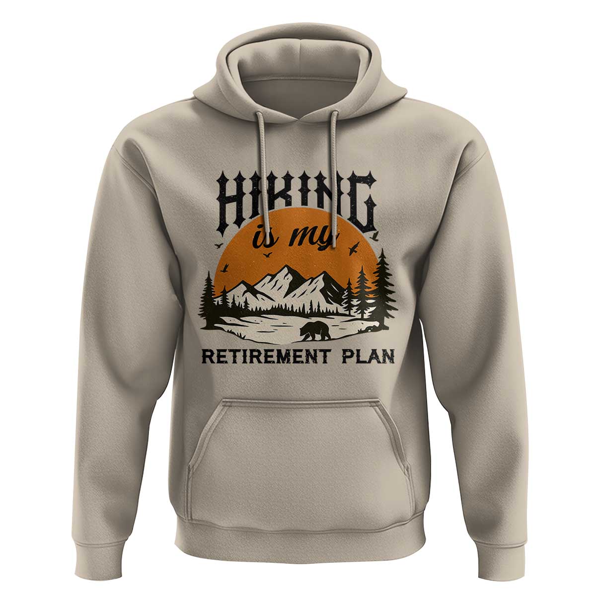 Hiking Is My Retirement Plan Hoodie Outdoor Vintage Mountain Scene - Wonder Print Shop