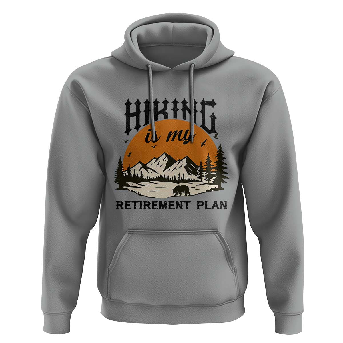 Hiking Is My Retirement Plan Hoodie Outdoor Vintage Mountain Scene - Wonder Print Shop