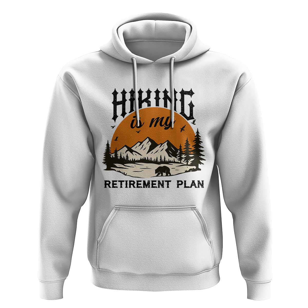 Hiking Is My Retirement Plan Hoodie Outdoor Vintage Mountain Scene - Wonder Print Shop