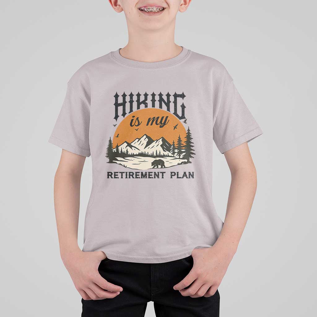 Hiking Is My Retirement Plan T Shirt For Kid Outdoor Vintage Mountain Scene - Wonder Print Shop