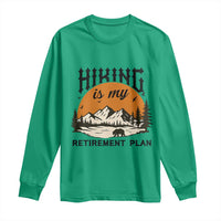 Hiking Is My Retirement Plan Long Sleeve Shirt Outdoor Vintage Mountain Scene - Wonder Print Shop