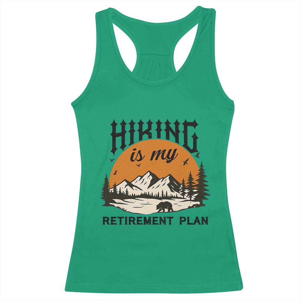 Hiking Is My Retirement Plan Racerback Tank Top Outdoor Vintage Mountain Scene - Wonder Print Shop
