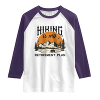 Hiking Is My Retirement Plan Raglan Shirt Outdoor Vintage Mountain Scene - Wonder Print Shop