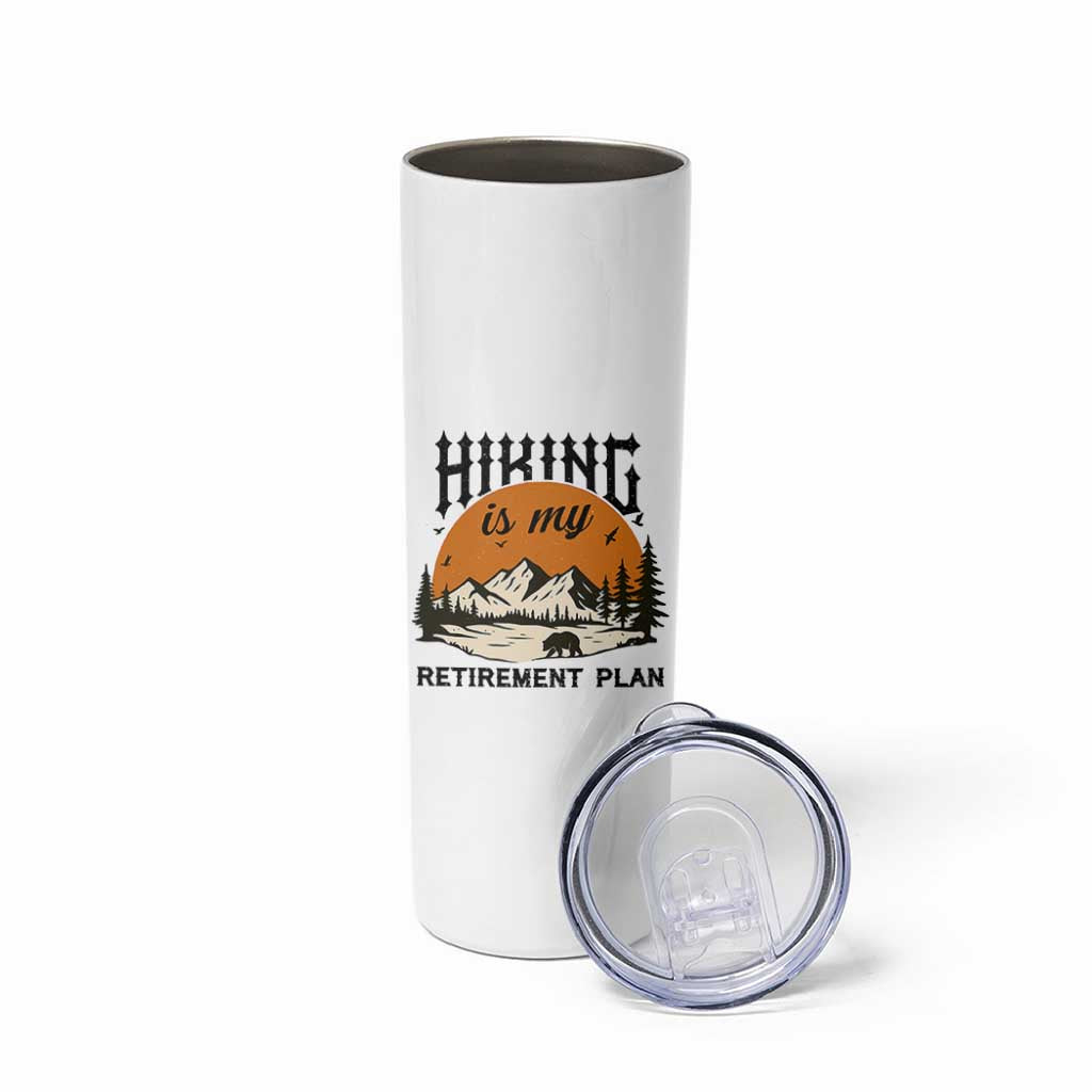 Hiking Is My Retirement Plan Skinny Tumbler Outdoor Vintage Mountain Scene