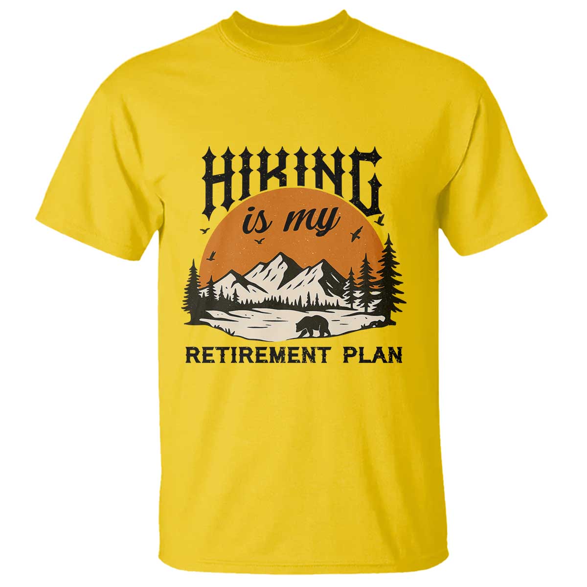 Hiking Is My Retirement Plan T Shirt Outdoor Vintage Mountain Scene - Wonder Print Shop