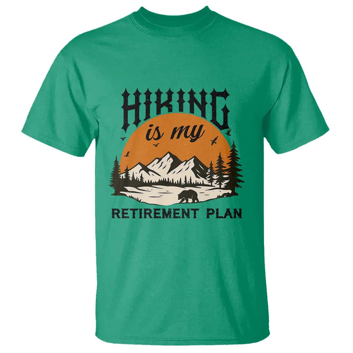 Hiking Is My Retirement Plan T Shirt Outdoor Vintage Mountain Scene - Wonder Print Shop