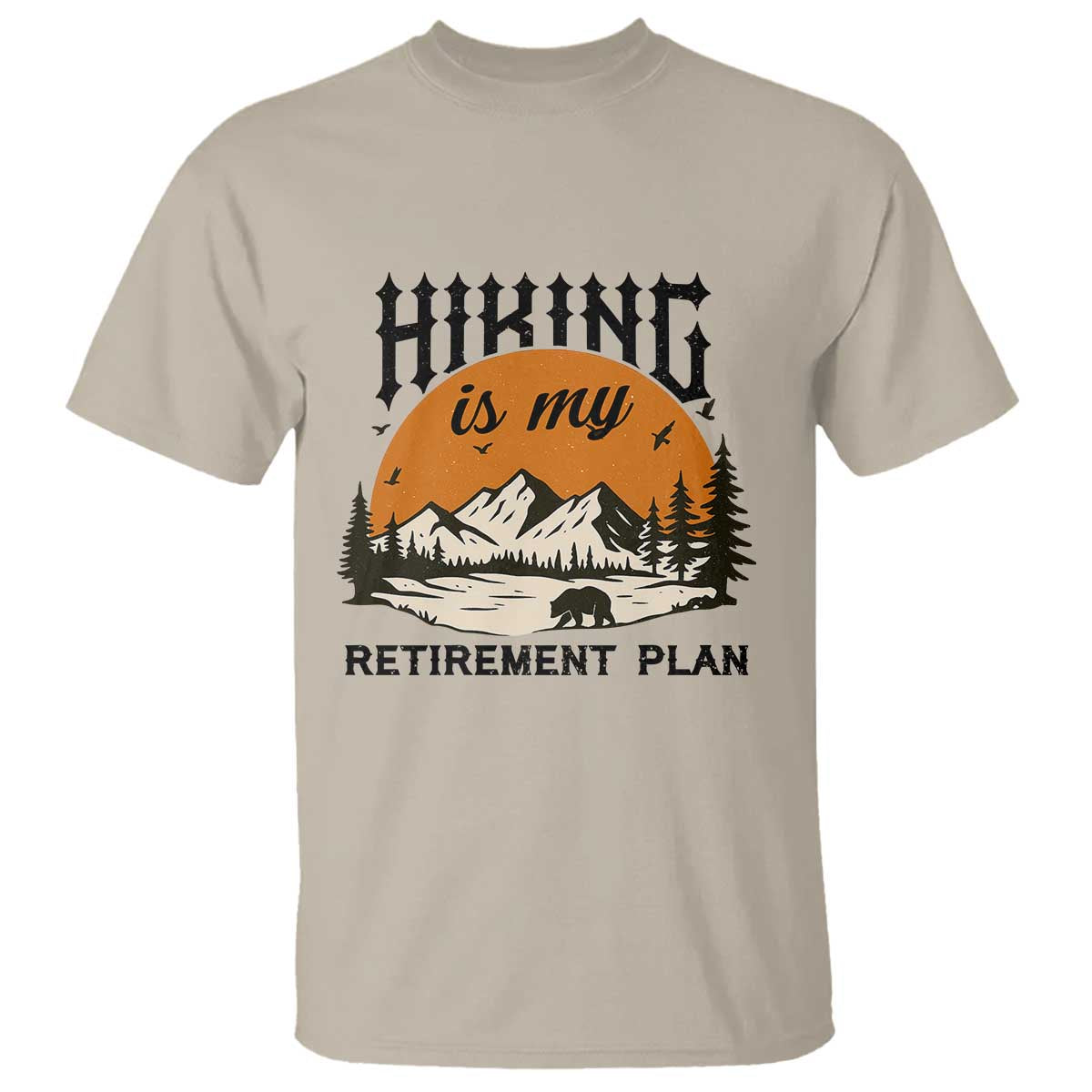 Hiking Is My Retirement Plan T Shirt Outdoor Vintage Mountain Scene - Wonder Print Shop