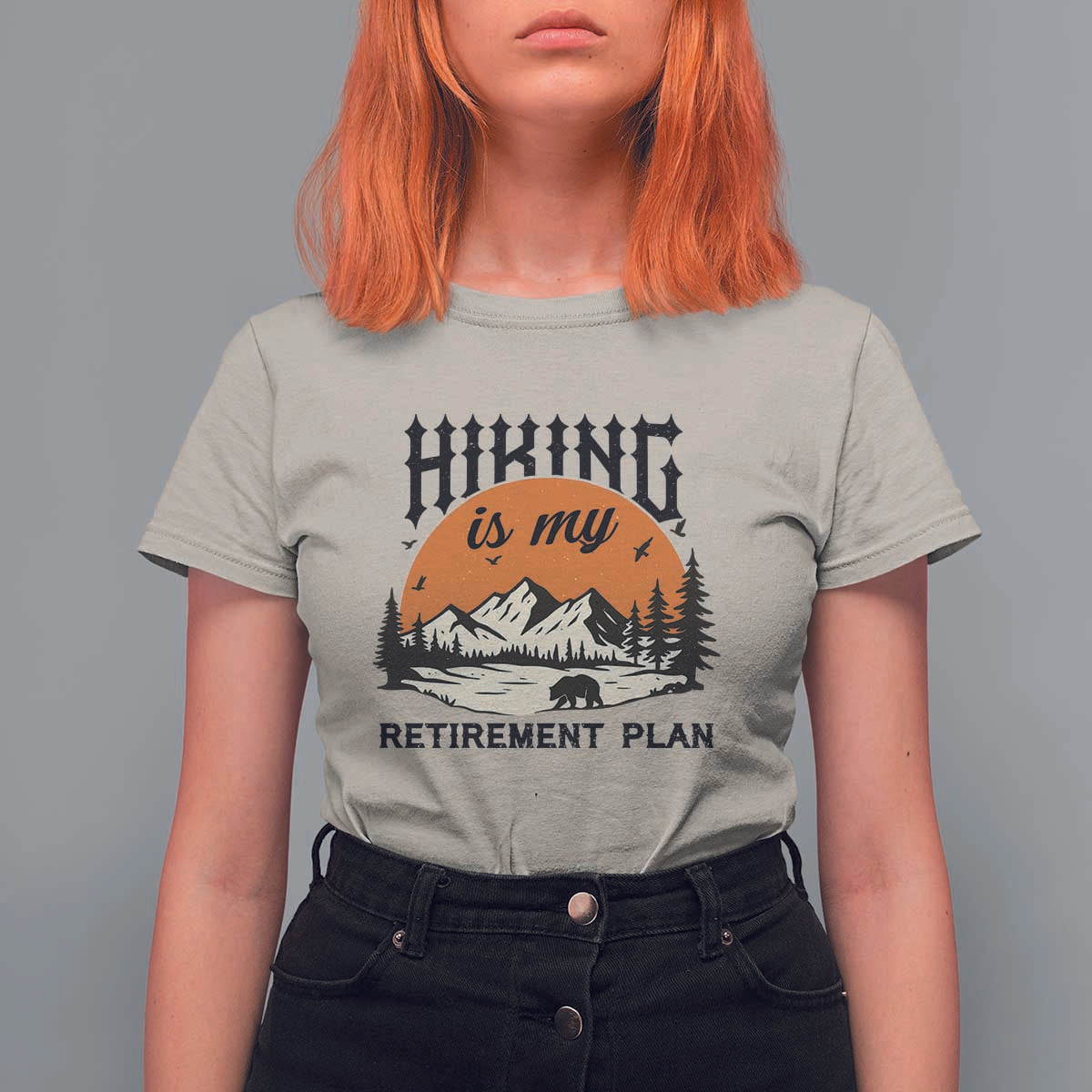 Hiking Is My Retirement Plan T Shirt For Women Outdoor Vintage Mountain Scene - Wonder Print Shop