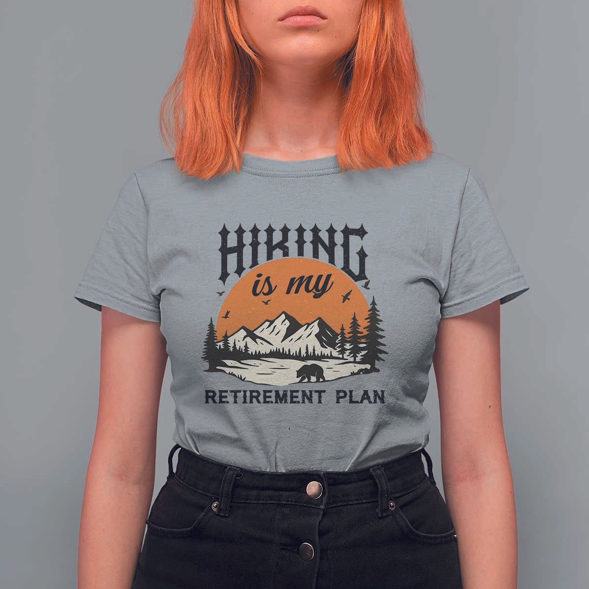 Hiking Is My Retirement Plan T Shirt For Women Outdoor Vintage Mountain Scene - Wonder Print Shop