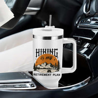 Hiking Is My Retirement Plan Tumbler With Handle Outdoor Vintage Mountain Scene