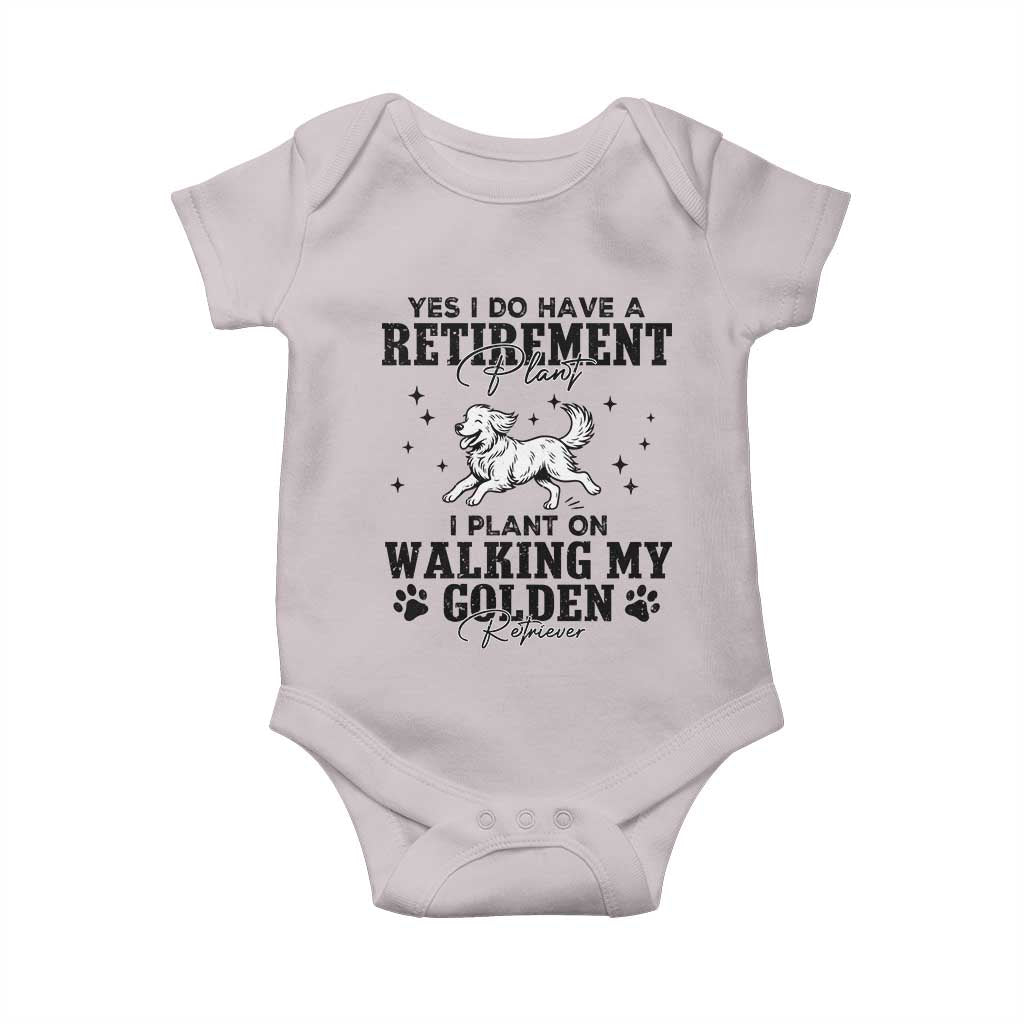 Funny I Plan On Walking My Golden Retriever Baby Onesie Retirement Gift For Dog Lover - Wonder Print Shop