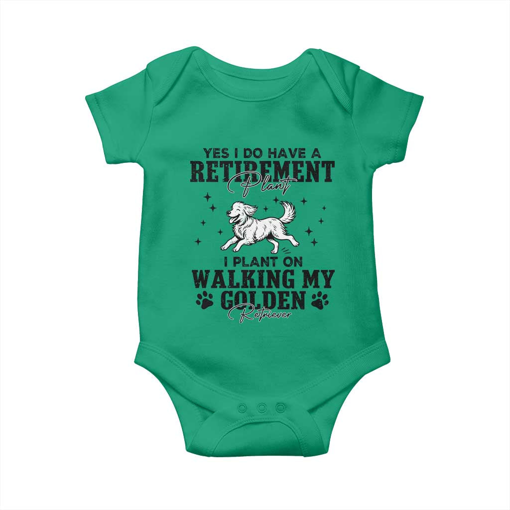 Funny I Plan On Walking My Golden Retriever Baby Onesie Retirement Gift For Dog Lover - Wonder Print Shop