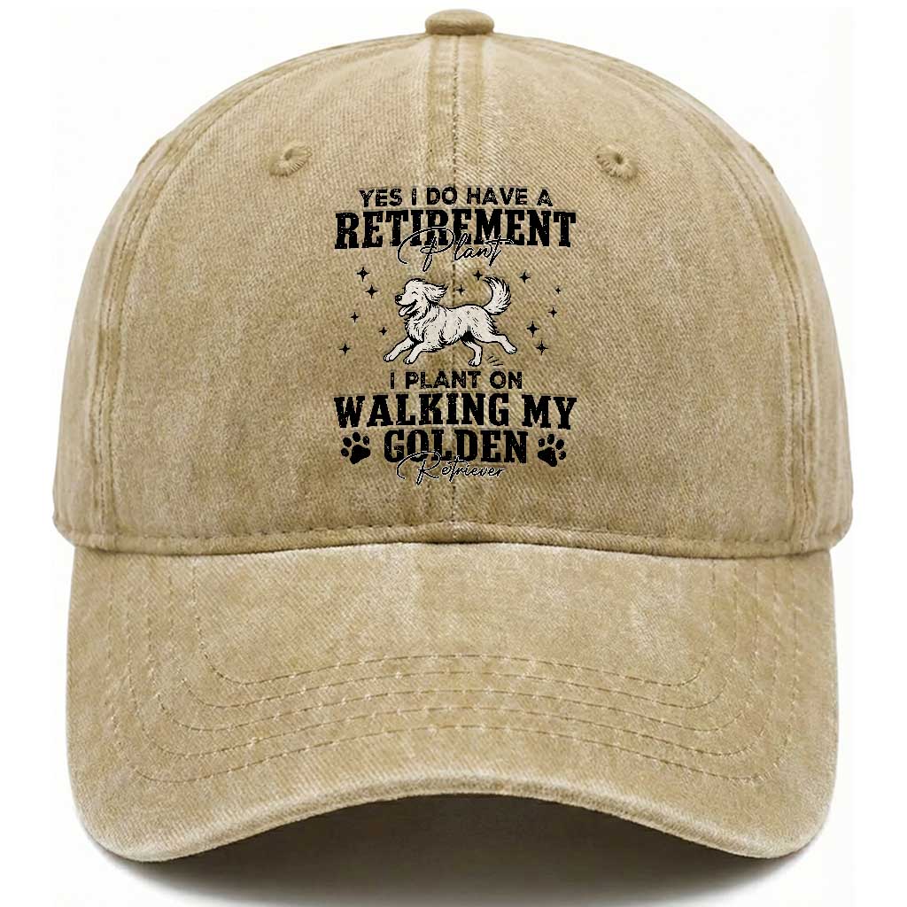 Funny I Plan On Walking My Golden Retriever Washed Cotton Baseball Cap Retirement Gift For Dog Lover