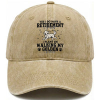 Funny I Plan On Walking My Golden Retriever Washed Cotton Baseball Cap Retirement Gift For Dog Lover