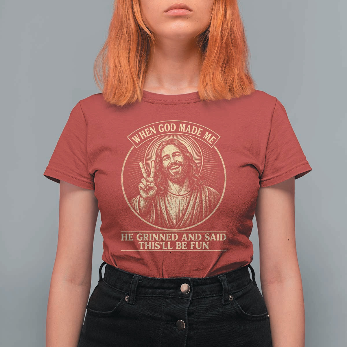 When God Made Me He Grinned And Said This Will Be Fun T Shirt For Women Funny Christian Jesus