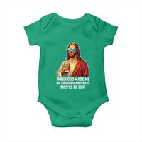 Funny Religious Jesus Baby Onesie When God Made Me He Grinned And Said This Will Be Fun