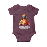 Funny Religious Jesus Baby Onesie When God Made Me He Grinned And Said This Will Be Fun