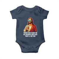 Funny Religious Jesus Baby Onesie When God Made Me He Grinned And Said This Will Be Fun