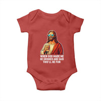 Funny Religious Jesus Baby Onesie When God Made Me He Grinned And Said This Will Be Fun
