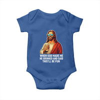 Funny Religious Jesus Baby Onesie When God Made Me He Grinned And Said This Will Be Fun