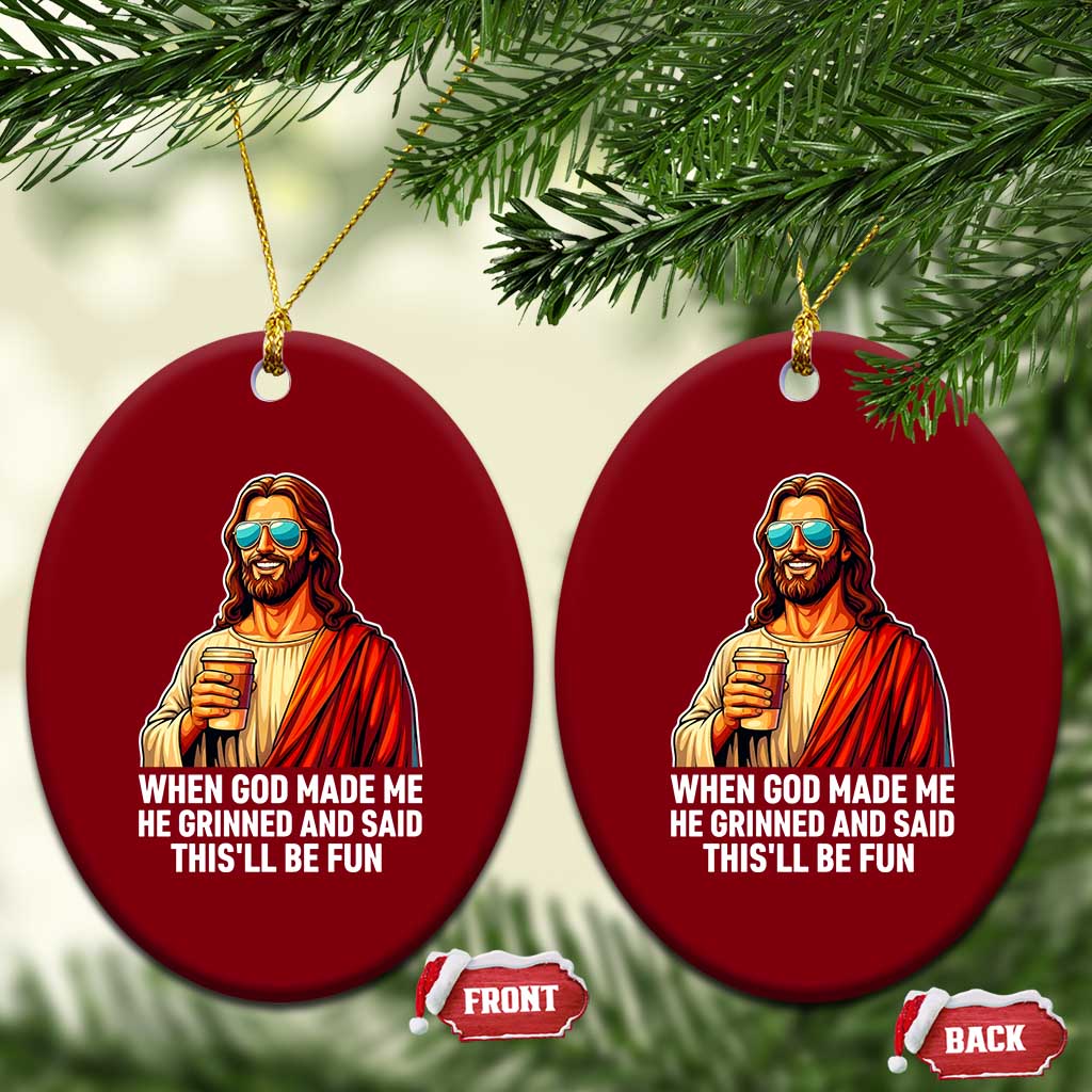 Funny Religious Jesus Ceramic Ornament Wait Im Goated