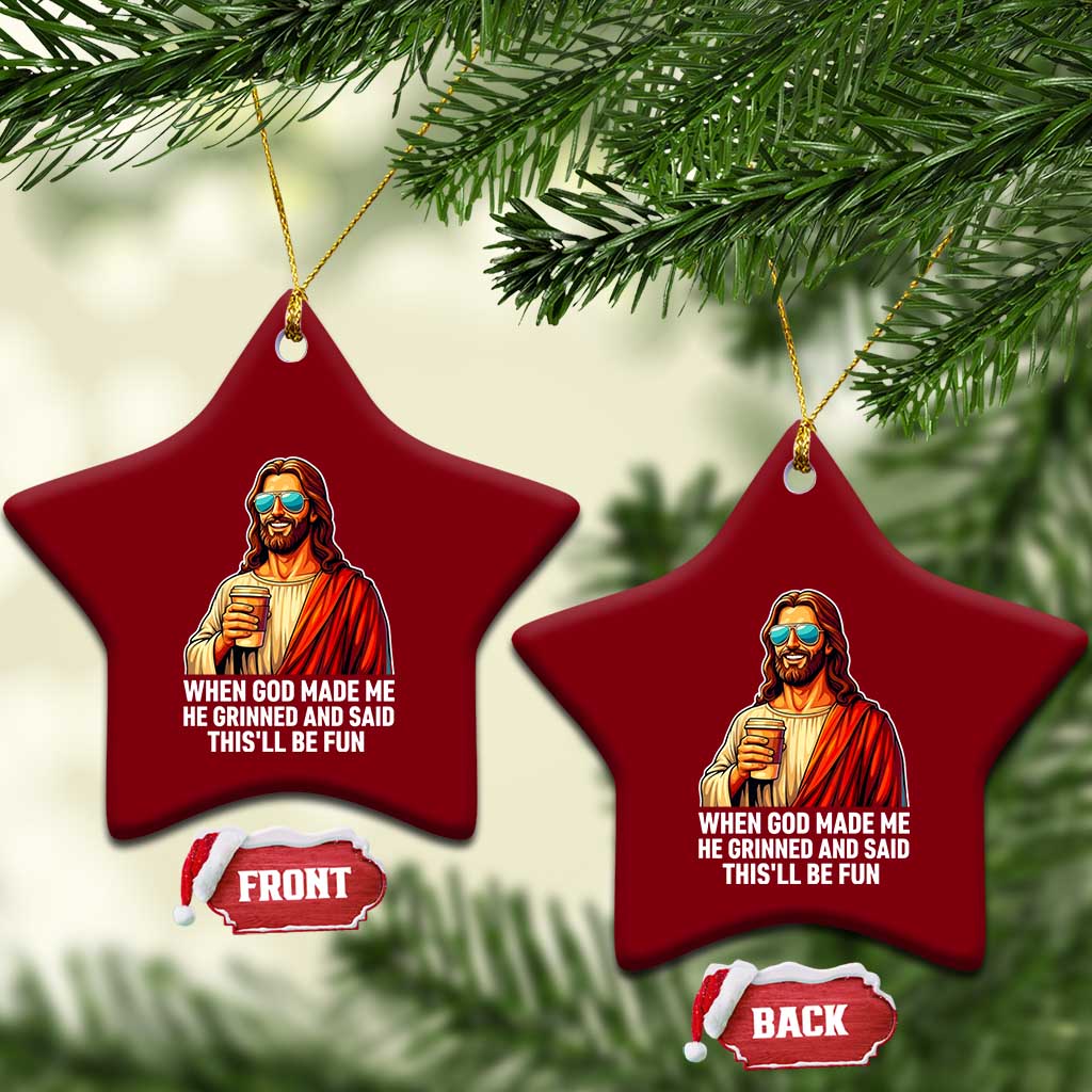 Funny Religious Jesus Ceramic Ornament Wait Im Goated