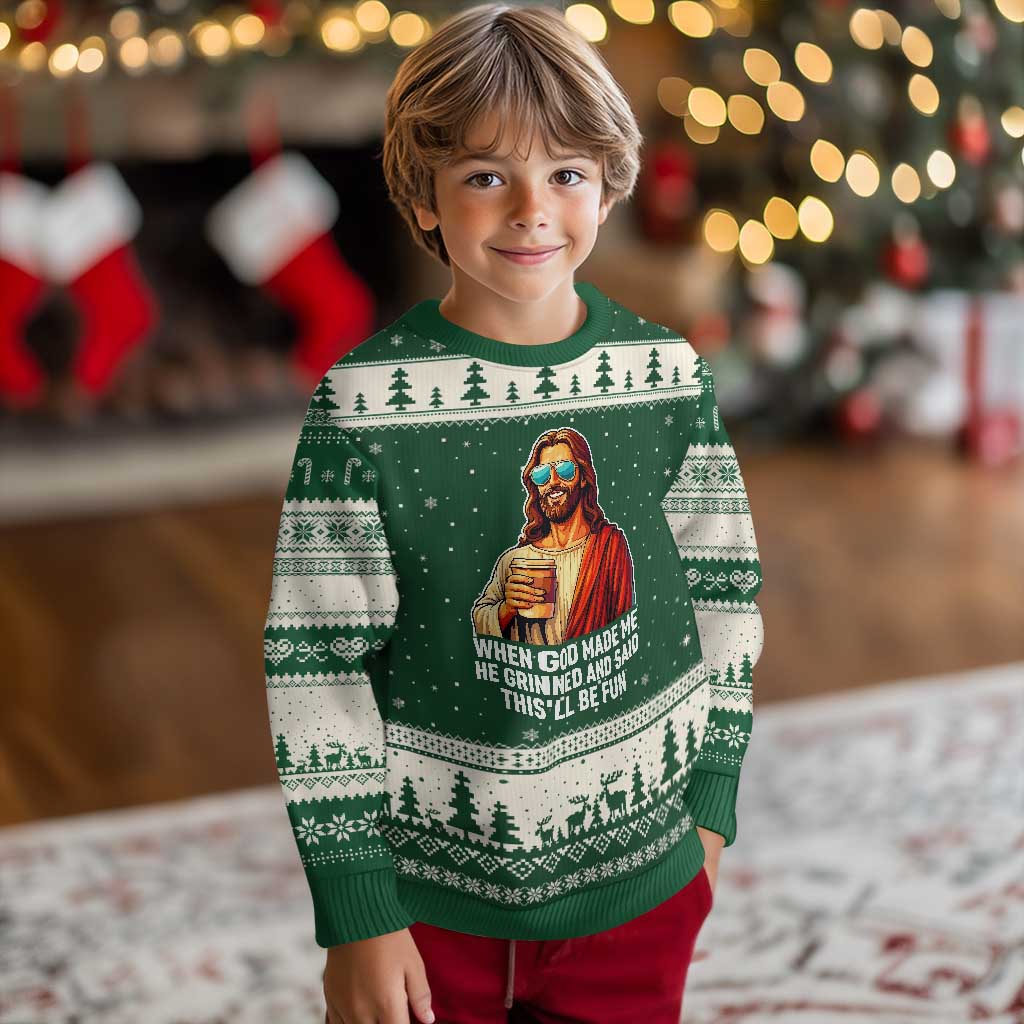 Funny Religious Jesus Ugly Christmas Sweater Wait Im Goated