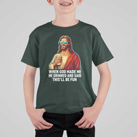 Funny Religious Jesus T Shirt For Kid When God Made Me He Grinned And Said This Will Be Fun