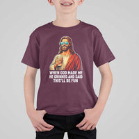 Funny Religious Jesus T Shirt For Kid When God Made Me He Grinned And Said This Will Be Fun