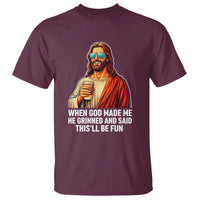 Funny Religious Jesus T Shirt When God Made Me He Grinned And Said This Will Be Fun