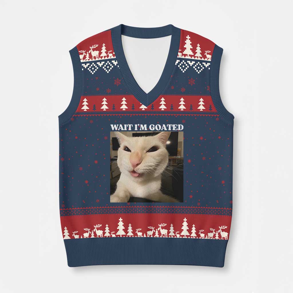 Funny Cat Meme Lover V-Neck Knit Sweater Vest