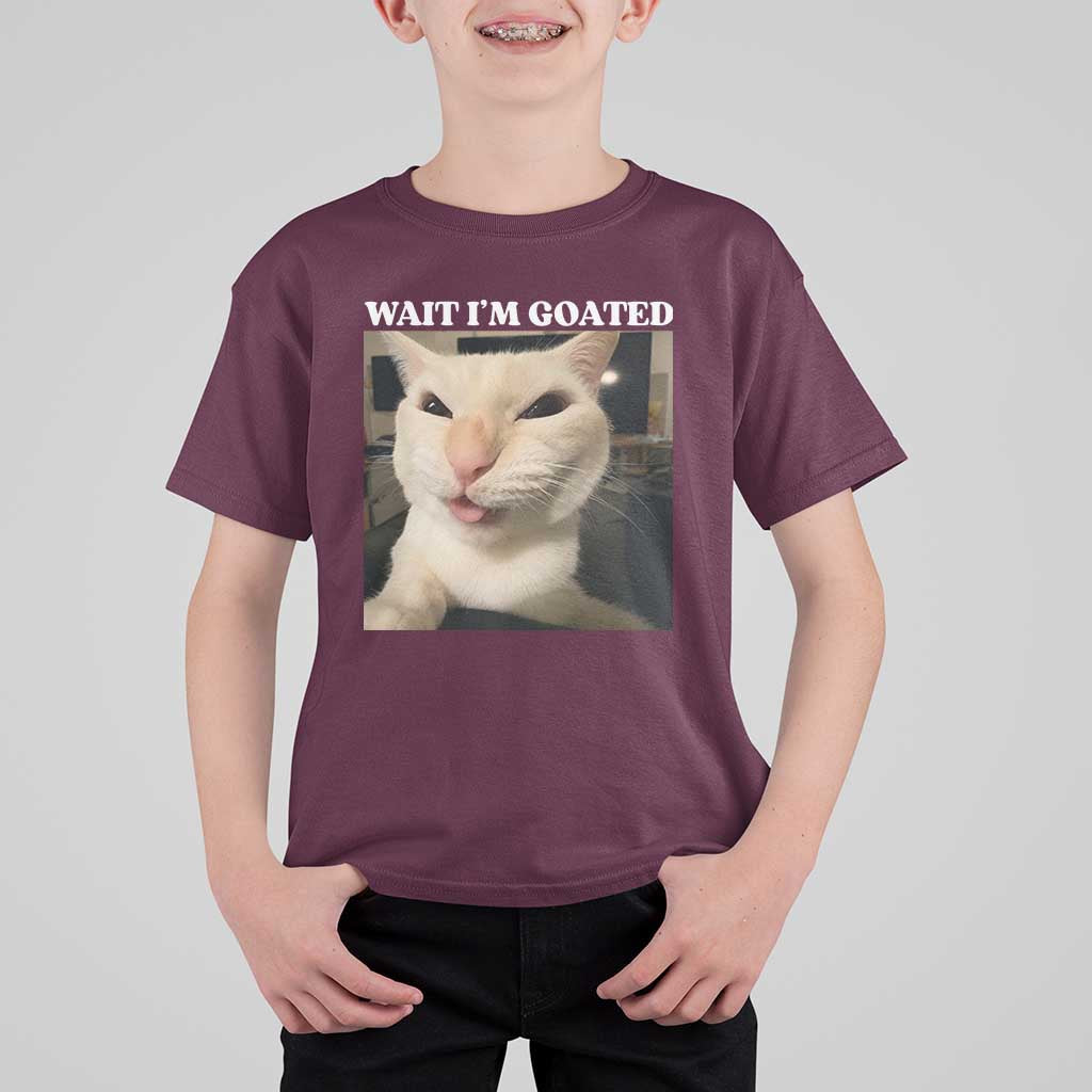 Funny Cat Meme Lover T Shirt For Kid Wait Im Goated