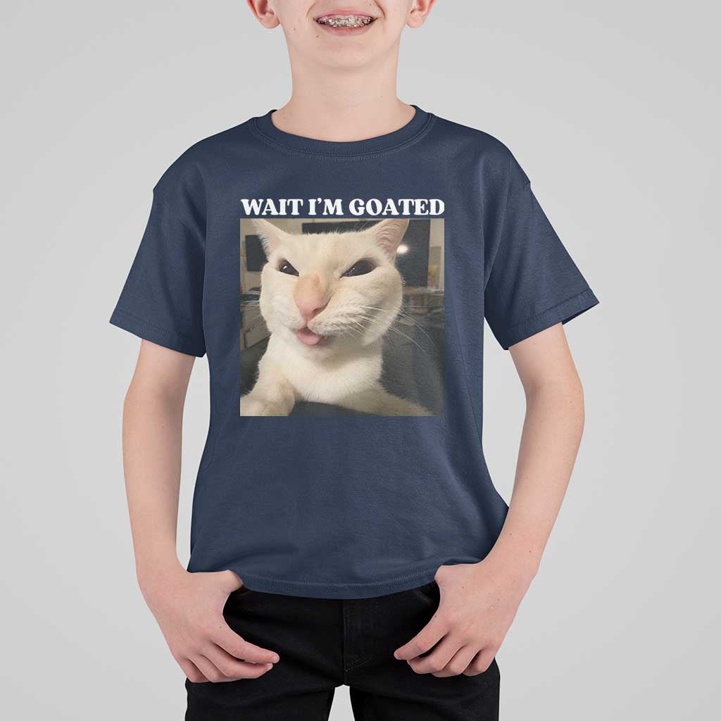 Funny Cat Meme Lover T Shirt For Kid Wait Im Goated