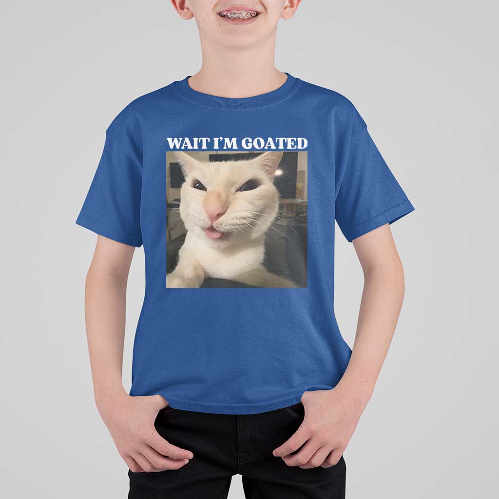 Funny Cat Meme Lover T Shirt For Kid Wait Im Goated