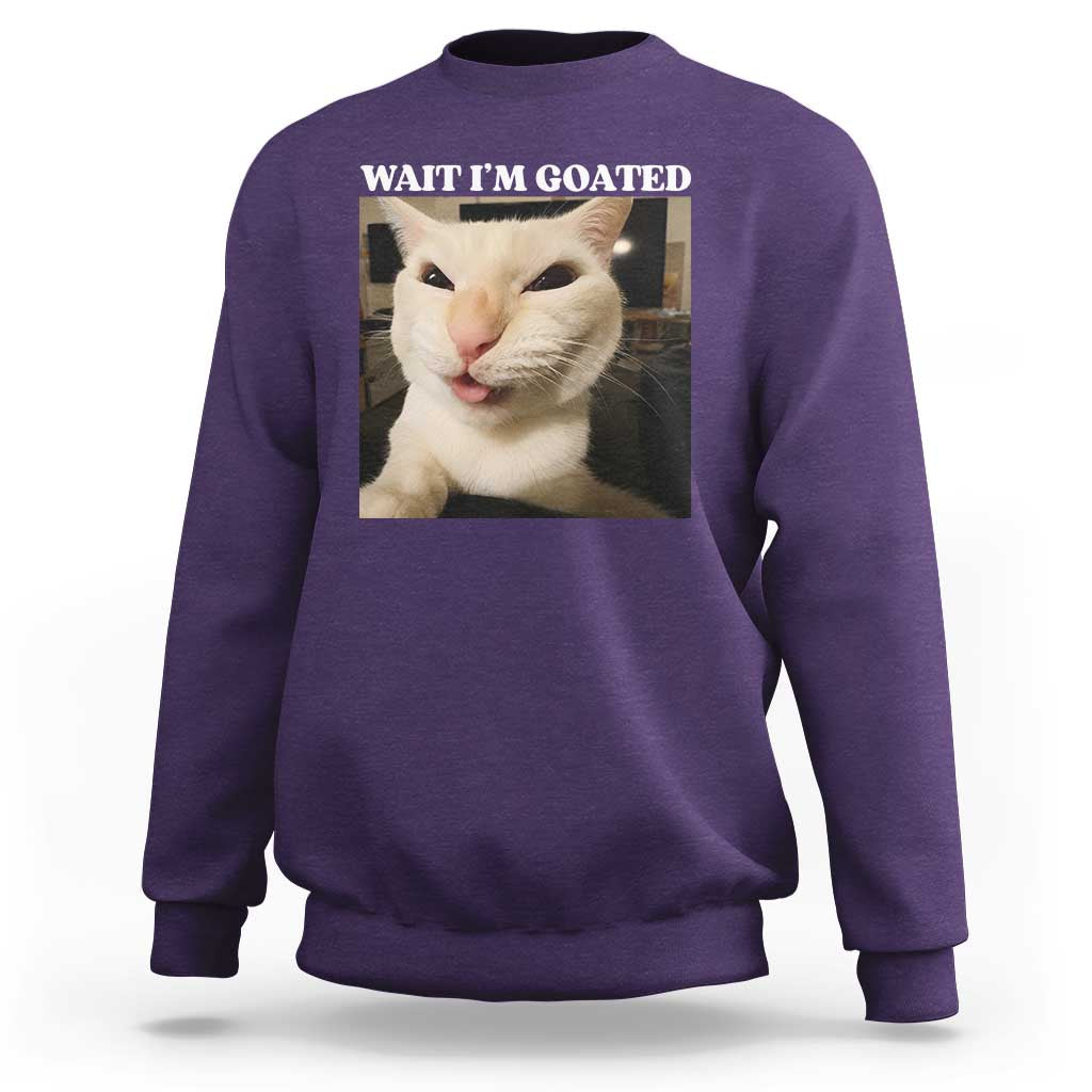Funny Cat Meme Lover Sweatshirt Wait Im Goated