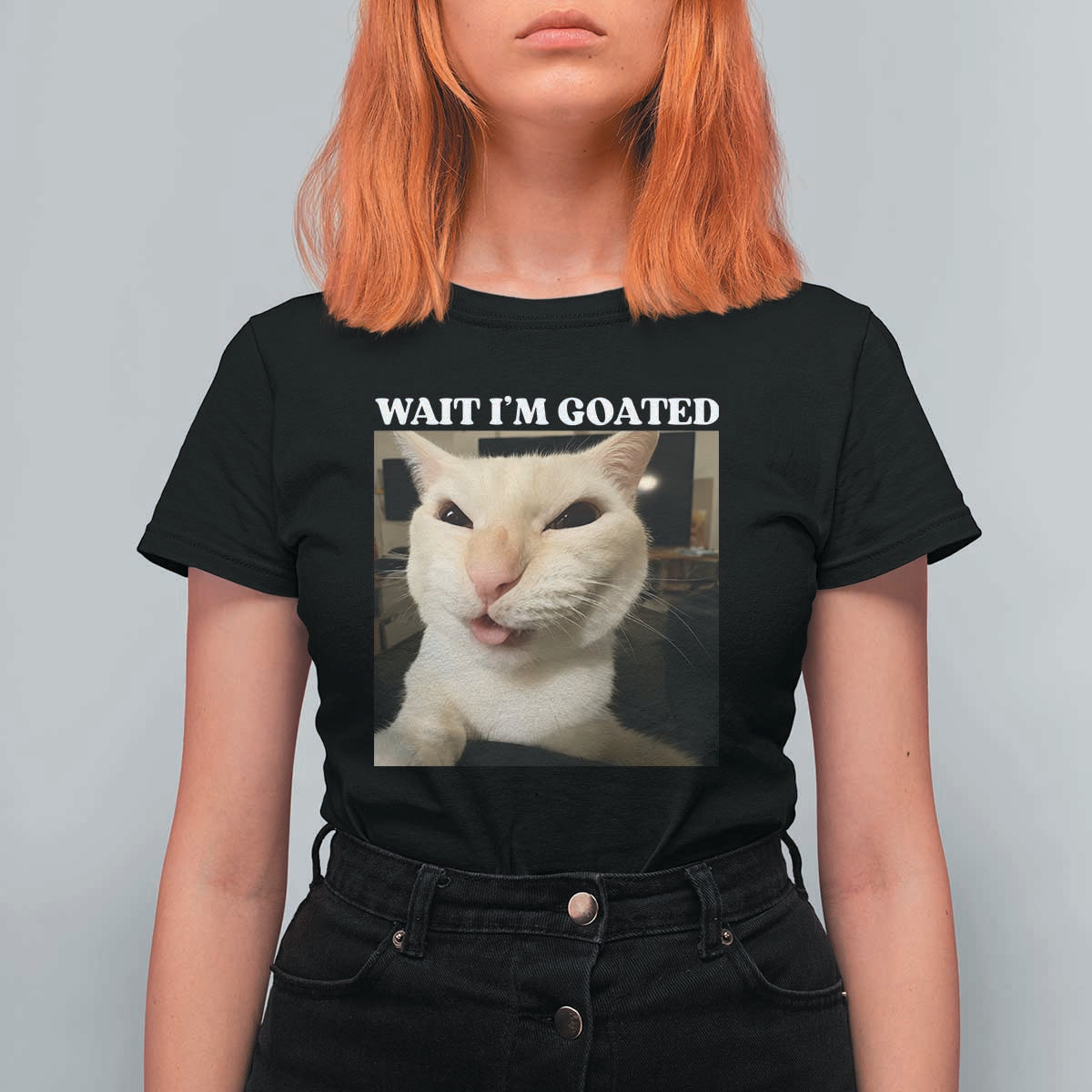 Funny Cat Meme Lover T Shirt For Women Wait Im Goated