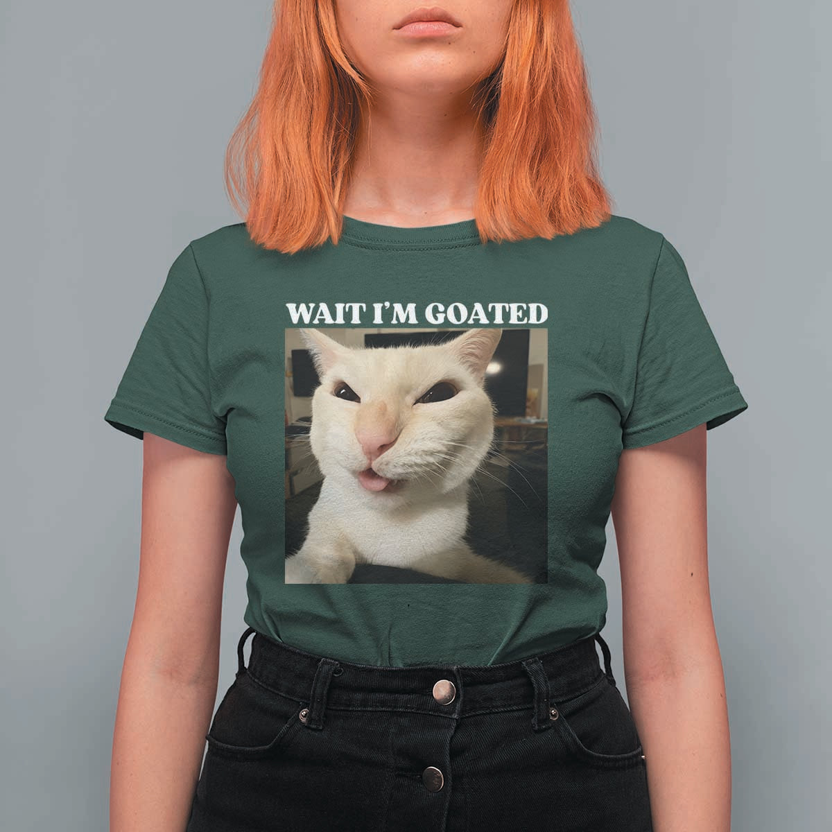 Funny Cat Meme Lover T Shirt For Women Wait Im Goated